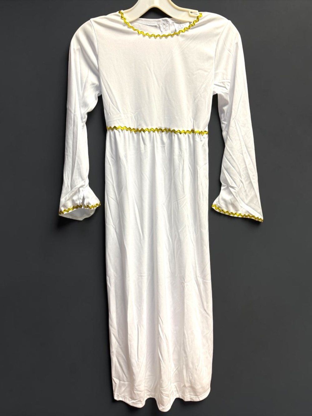 Kids Angel Costume Dress White Gold Trim Size Large Christmas Pageant Nativity